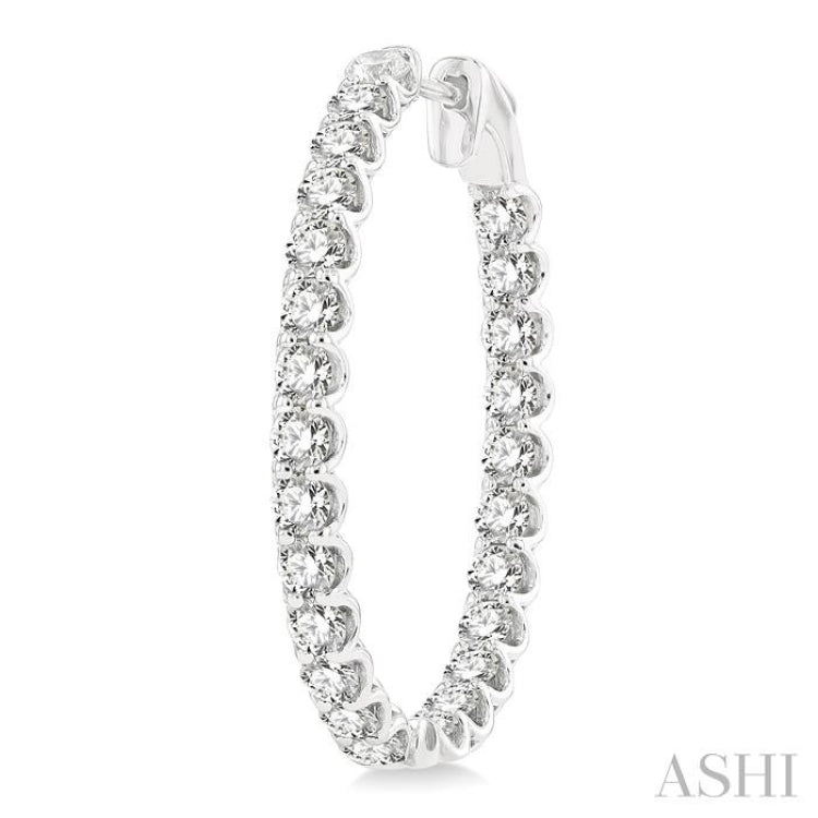 5 ctw Inside-Out Round Cut Diamond Oval Shape Hoop Earrings in 14K White Gold 5 ctw Inside-Out Round Cut Diamond Oval Shape Hoop Earrings in 14K White Gold