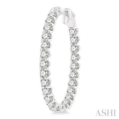 5 ctw Inside-Out Round Cut Diamond Oval Shape Hoop Earrings in 14K White Gold 5 ctw Inside-Out Round Cut Diamond Oval Shape Hoop Earrings in 14K White Gold