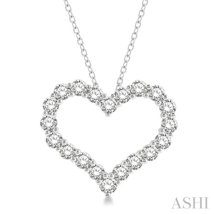 3 Ctw Heart Shape Round Cut Diamond Pendant With Chain in 14K White Gold 3 Ctw Heart Shape Round Cut Diamond Pendant With Chain in 14K White Gold