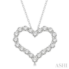 3 Ctw Heart Shape Round Cut Diamond Pendant With Chain in 14K White Gold 3 Ctw Heart Shape Round Cut Diamond Pendant With Chain in 14K White Gold