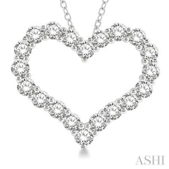 3 Ctw Heart Shape Round Cut Diamond Pendant With Chain in 14K White Gold 3 Ctw Heart Shape Round Cut Diamond Pendant With Chain in 14K White Gold