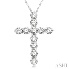 3 Ctw Round Cut Diamond Cross Pendant in 14K White Gold with Chain 3 Ctw Round Cut Diamond Cross Pendant in 14K White Gold with Chain