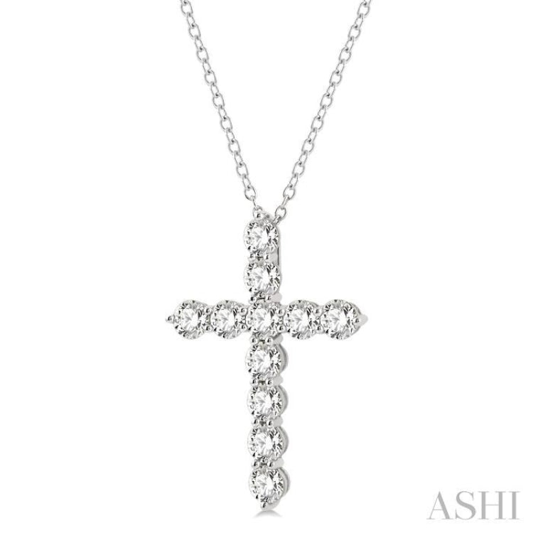 4 Ctw Round Cut Diamond Cross Pendant in 14K White Gold with Chain 4 Ctw Round Cut Diamond Cross Pendant in 14K White Gold with Chain