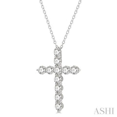 4 Ctw Round Cut Diamond Cross Pendant in 14K White Gold with Chain 4 Ctw Round Cut Diamond Cross Pendant in 14K White Gold with Chain