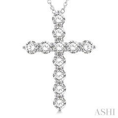 4 Ctw Round Cut Diamond Cross Pendant in 14K White Gold with Chain 4 Ctw Round Cut Diamond Cross Pendant in 14K White Gold with Chain