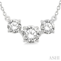 1 Ctw Three Stone Round Cut Diamond Necklace in 14K White Gold 1 Ctw Three Stone Round Cut Diamond Necklace in 14K White Gold