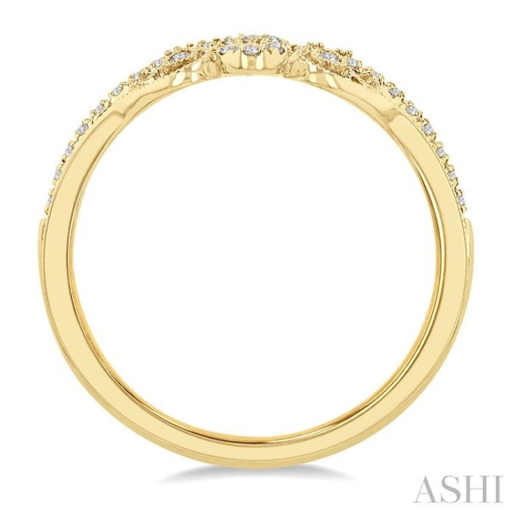 1/6 ctw Chevron Loop Lattice Round Cut Diamond Wedding Band in 14K Yellow Gold 1/6 ctw Chevron Loop Lattice Round Cut Diamond Wedding Band in 14K Yellow Gold