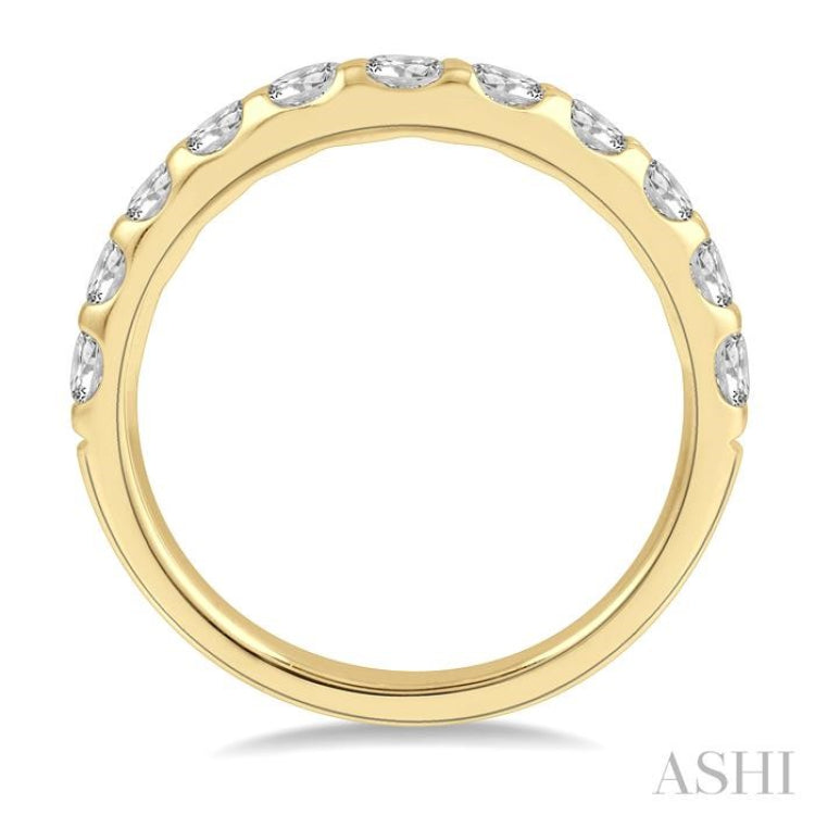1 ctw Arched Center Round Cut Diamond Wedding Band in 14K Yellow Gold 1 ctw Arched Center Round Cut Diamond Wedding Band in 14K Yellow Gold