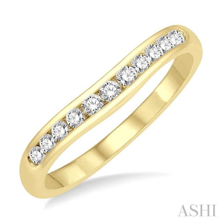 1/4 Ctw Round Cut Diamond Inlay Wedding Band in 14K Yellow Gold 1/4 Ctw Round Cut Diamond Inlay Wedding Band in 14K Yellow Gold