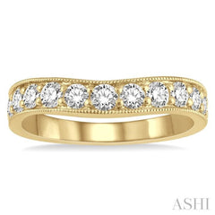 3/4 ctw Arched Round Cut Diamond Wedding Band in 14K Yellow Gold 3/4 ctw Arched Round Cut Diamond Wedding Band in 14K Yellow Gold