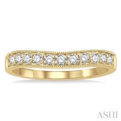 1/3 ctw Arched Round Cut Diamond Wedding Band in 14K Yellow Gold 1/3 ctw Arched Round Cut Diamond Wedding Band in 14K Yellow Gold