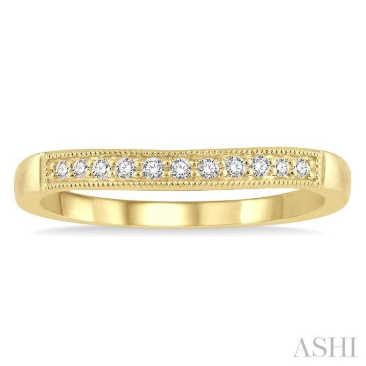 1/10 ctw Arched Round Cut Diamond Wedding Band in 14K Yellow Gold 1/10 ctw Arched Round Cut Diamond Wedding Band in 14K Yellow Gold
