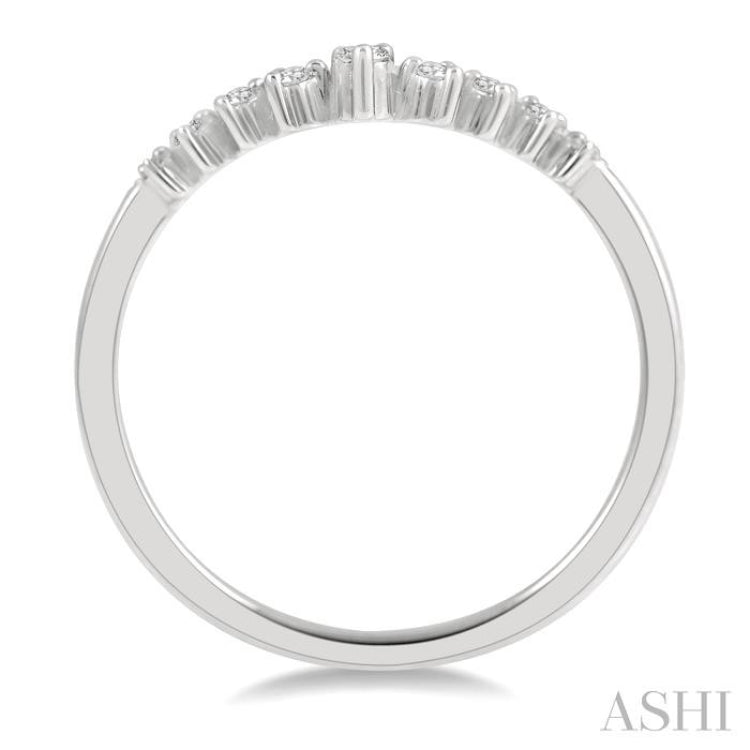 1/10 Ctw Chevron Round Cut Diamond Highlighted Wedding Ring in 14K White Gold 1/10 Ctw Chevron Round Cut Diamond Highlighted Wedding Ring in 14K White Gold