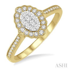 1/3 Ctw Oval Lattice Lovebright Round Cut Diamond Ladies Ring in 14K Yellow and White Gold 1/3 Ctw Oval Lattice Lovebright Round Cut Diamond Ladies Ring in 14K Yellow and White Gold