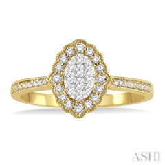 1/3 Ctw Oval Lattice Lovebright Round Cut Diamond Ladies Ring in 14K Yellow and White Gold 1/3 Ctw Oval Lattice Lovebright Round Cut Diamond Ladies Ring in 14K Yellow and White Gold