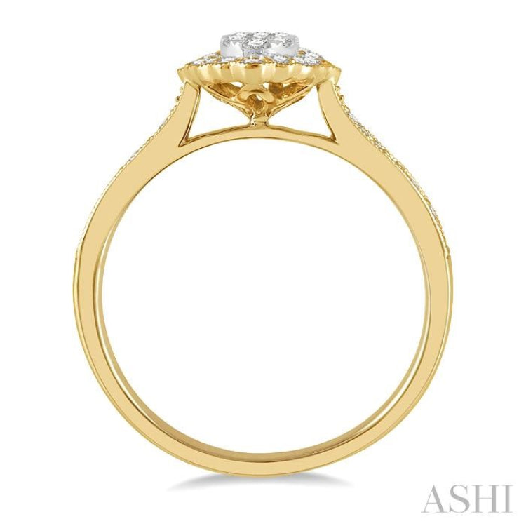 1/3 Ctw Oval Lattice Lovebright Round Cut Diamond Ladies Ring in 14K Yellow and White Gold 1/3 Ctw Oval Lattice Lovebright Round Cut Diamond Ladies Ring in 14K Yellow and White Gold