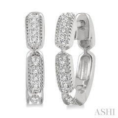 1/10 ctw Lattice Long Hexagonal Pod Round Cut Diamond Huggie Petite Earrings in 10K White Gold 1/10 ctw Lattice Long Hexagonal Pod Round Cut Diamond Huggie Petite Earrings in 10K White Gold