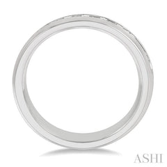 1 Ctw Niched Center Round Cut Diamond Men's Wedding Band in 14K White Gold 1 Ctw Niched Center Round Cut Diamond Men's Wedding Band in 14K White Gold