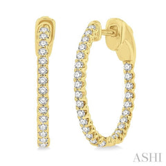1/2 ctw Inside-Out Round Cut Diamond Hoop Earrings in 14K Yellow Gold 1/2 ctw Inside-Out Round Cut Diamond Hoop Earrings in 14K Yellow Gold