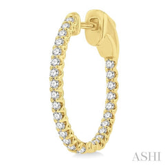 1/2 ctw Inside-Out Round Cut Diamond Hoop Earrings in 14K Yellow Gold 1/2 ctw Inside-Out Round Cut Diamond Hoop Earrings in 14K Yellow Gold
