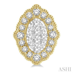 1/4 Ctw Lattice Edge Oval Shape Lovebright Round Cut Diamond Earrings in 14K Yellow and White Gold 1/4 Ctw Lattice Edge Oval Shape Lovebright Round Cut Diamond Earrings in 14K Yellow and White Gold