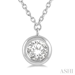 1/3 Ctw Round Cut Diamond Pendant With Chain in 14K White Gold 1/3 Ctw Round Cut Diamond Pendant With Chain in 14K White Gold