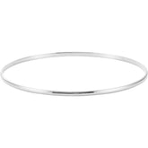 14K White Engravable 2 mm Half Round Bangle 7 1/2" Bracelet