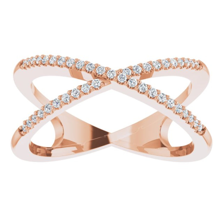 14K Rose 1/6 CTW Natural Diamond Criss-Cross Ring 14K Rose 1/6 CTW Natural Diamond Criss-Cross Ring