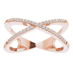 14K Rose 1/6 CTW Natural Diamond Criss-Cross Ring 14K Rose 1/6 CTW Natural Diamond Criss-Cross Ring