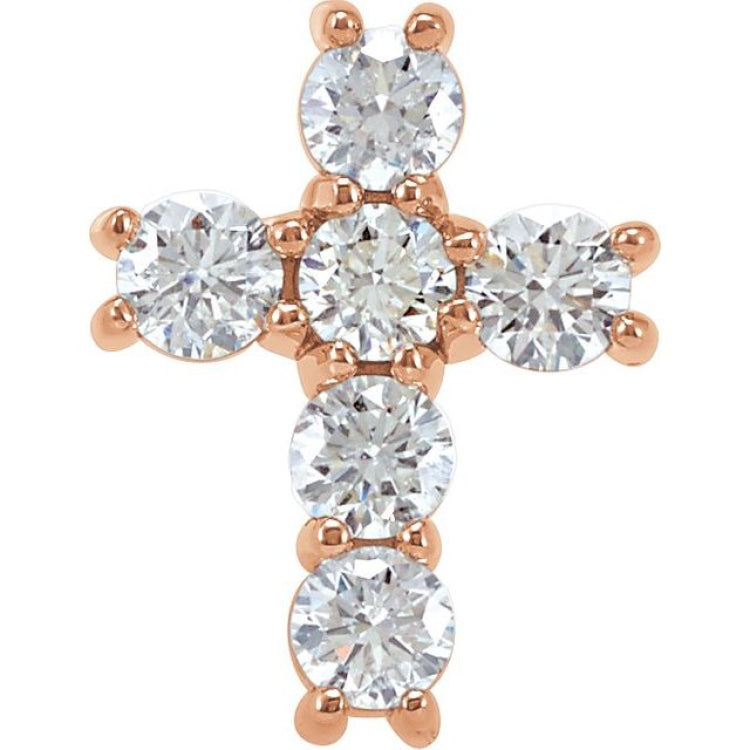 14K Rose 3/4 CTW Natural Diamond Cross Pendant 14K Rose 3/4 CTW Natural Diamond Cross Pendant