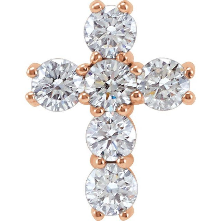 14K Rose 9/10 CTW Natural Diamond Cross Pendant 14K Rose 9/10 CTW Natural Diamond Cross Pendant