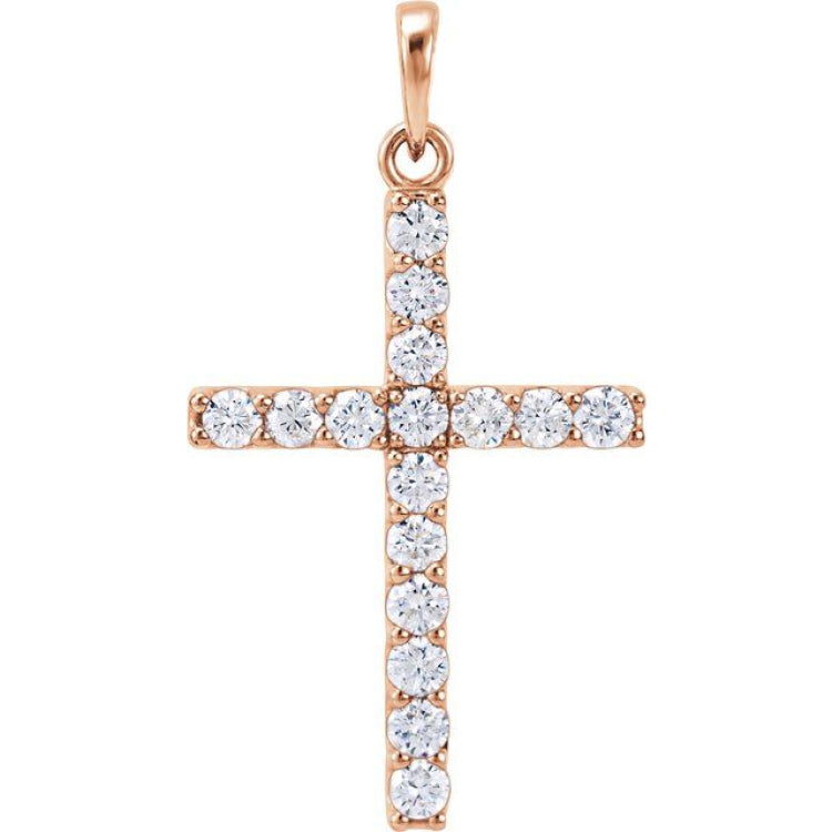 14K Rose 3/4 CTW Natural Diamond Cross Pendant 14K Rose 3/4 CTW Natural Diamond Cross Pendant