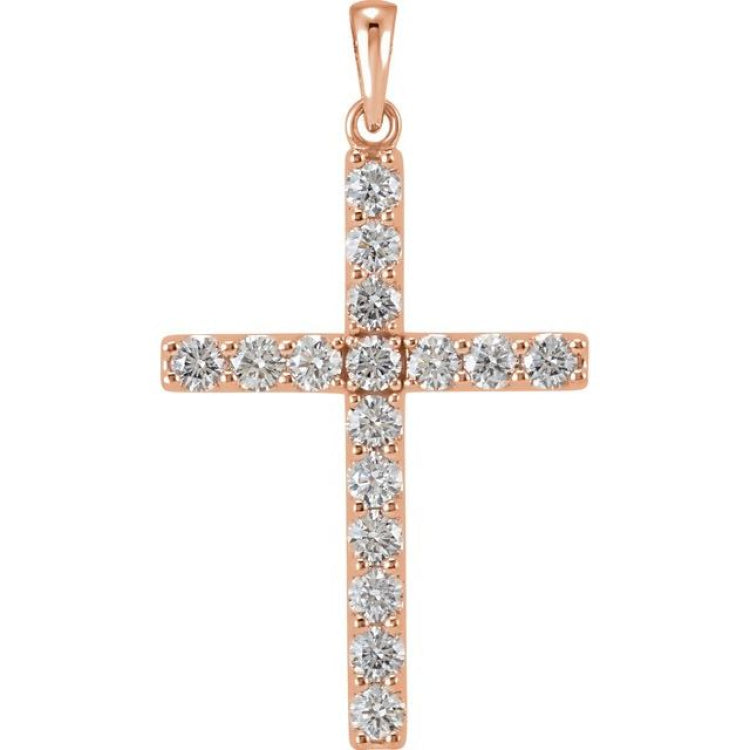 14K Rose 1 1/4 CTW Natural Diamond Cross Pendant 14K Rose 1 1/4 CTW Natural Diamond Cross Pendant