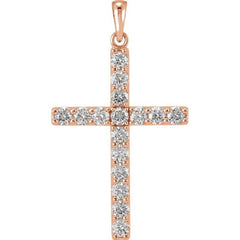 14K Rose 1 1/4 CTW Natural Diamond Cross Pendant 14K Rose 1 1/4 CTW Natural Diamond Cross Pendant