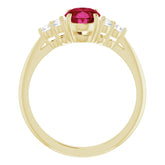 14K Yellow Lab-Grown Ruby & 1/6 CTW Natural Diamond Ring