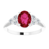 Sterling Silver Lab-Grown Ruby & 1/6 CTW Natural Diamond Ring