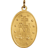 14K Yellow 19x14 mm Oval Miraculous Medal