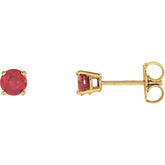 14K Yellow 4 mm Lab-Grown Ruby Earrings