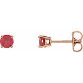14K Rose 4 mm Lab-Grown Ruby Earrings