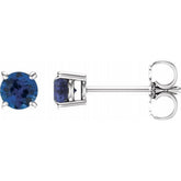 14K White 4 mm Lab-Grown Blue Sapphire Earrings