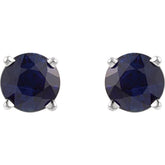 14K White 5 mm Lab-Grown Blue Sapphire Earrings