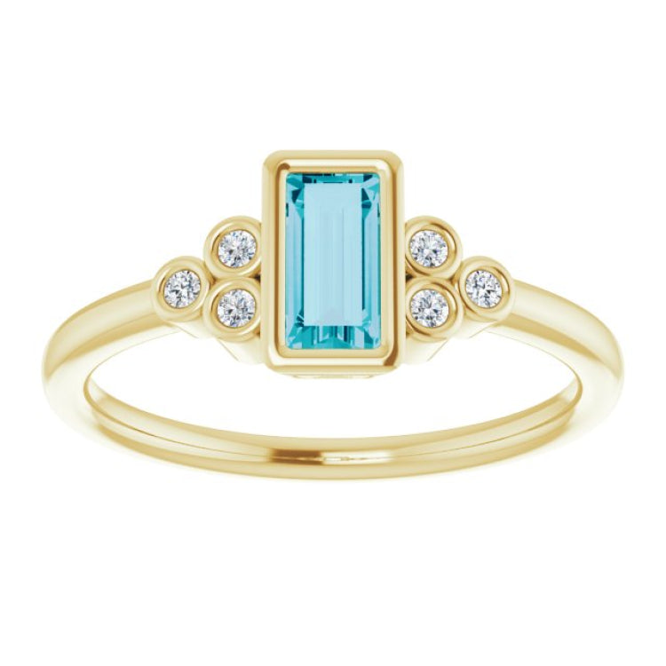 14K Yellow Natural London Blue Topaz & .06 CTW Natural Diamond Ring 14K Yellow Natural London Blue Topaz & .06 CTW Natural Diamond Ring