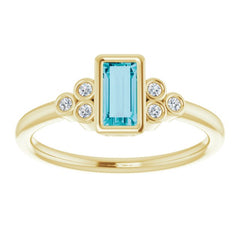 14K Yellow Natural London Blue Topaz & .06 CTW Natural Diamond Ring 14K Yellow Natural London Blue Topaz & .06 CTW Natural Diamond Ring