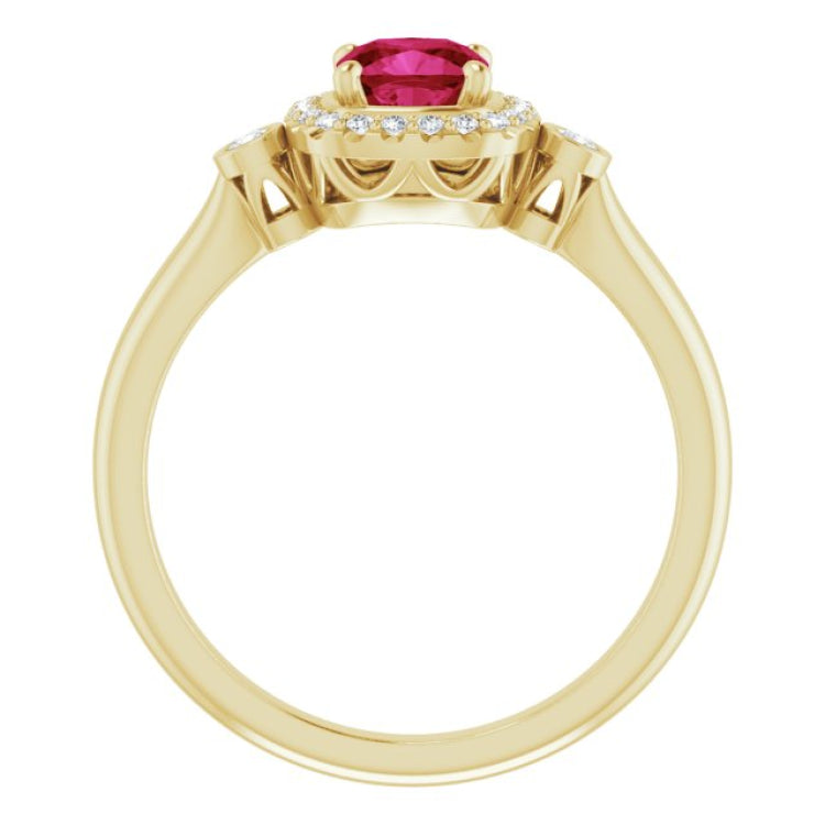 14K Yellow Lab-Grown Ruby & 1/6 CTW Natural Diamond Ring 14K Yellow Lab-Grown Ruby & 1/6 CTW Natural Diamond Ring