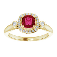 14K Yellow Lab-Grown Ruby & 1/6 CTW Natural Diamond Ring 14K Yellow Lab-Grown Ruby & 1/6 CTW Natural Diamond Ring