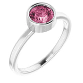 14K White 6 mm Natural Pink Tourmaline Ring