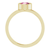 14K Yellow 6 mm Natural Pink Tourmaline Ring