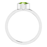 Rhodium-Plated Sterling Silver 6 mm Imitation Peridot Ring