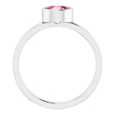 Rhodium-Plated Sterling Silver 6 mm Imitation Pink Tourmaline Ring
