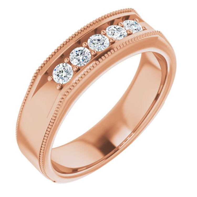 14K Rose 1/3 CTW Natural Diamond Milgrain Band 14K Rose 1/3 CTW Natural Diamond Milgrain Band